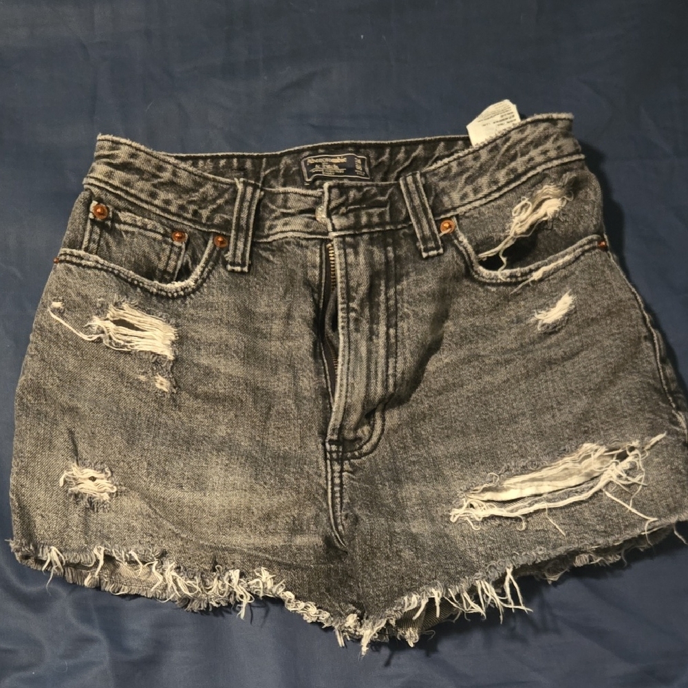 Abercrombie & Fitch High Rise Black Denim Shorts